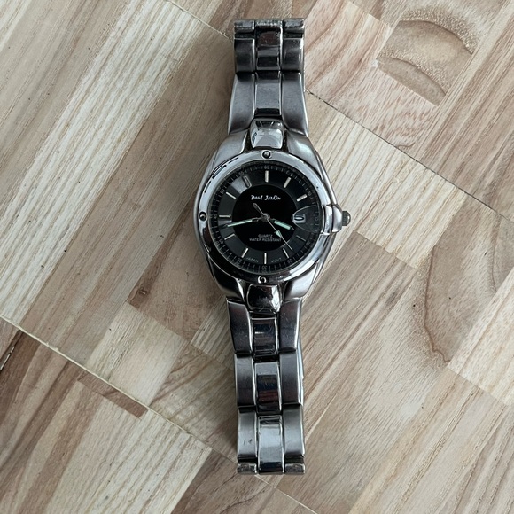 Paul Jardin Men’s Watch Stainless Bracelet Black Dial Date Window - Picture 7 of 13